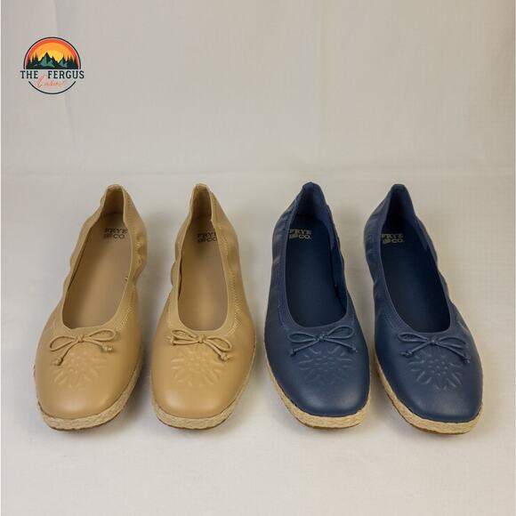 Frye and Co Willow Ballet Flat Set Of 2 Tan Navy Espadrilles Slip On Women Sz 10 - Picture 2 of 16